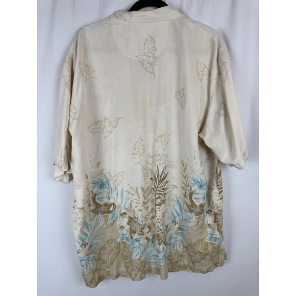 Tommy Bahama Vintage Silk Button Up Shirt Tropical Floral Print Cream XL - Picture 2 of 4
